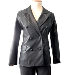 Blank NYC Double Breasted Vegan Leather Blazer Jacket, XSP
